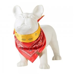 bandana para cachorro, gato, pet, vermelho e amarelo em manequim de cachorro.